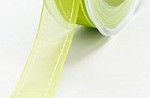Ruban transparent aux bords couture blanche VERT CELERI